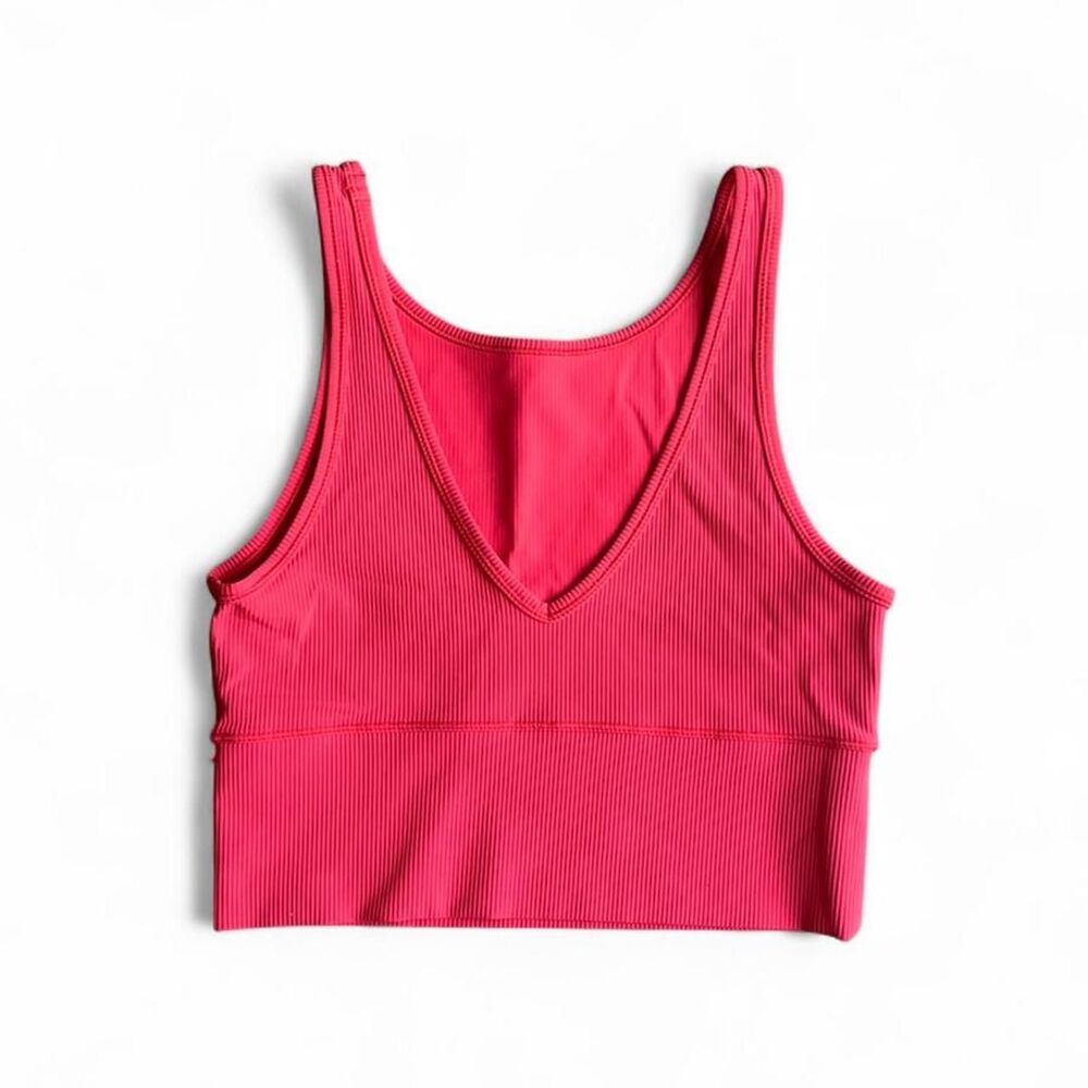 Lululemon Women's Pink and Red Crop-top
